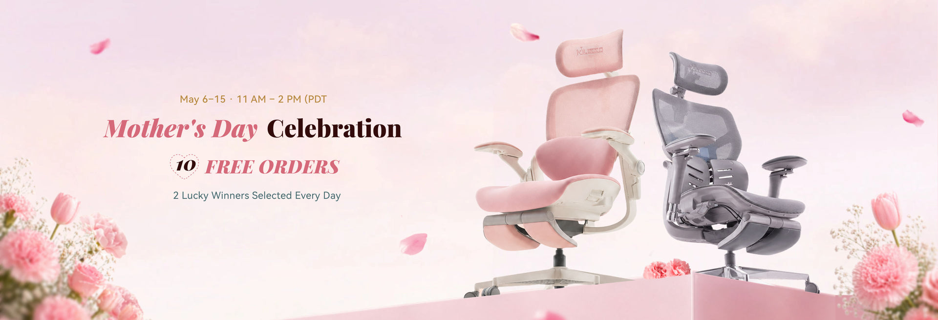 Mother's Day Celebration. 15 free orders. 3 lucky winners selected every day. May 6-15, 9 AM - 7 PM (CEST).
